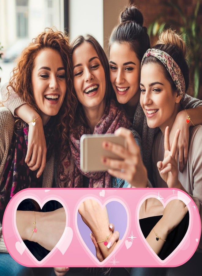 Ferreve 5 Pack Galentines Day Gifts Bulk Heart Friendship Bracelets Adjustable Valentines Day Gifts Party Favors for Friends Women (Exquisite Style) - Image 3